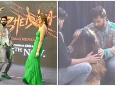 Varun Dhawan interrupts a promotional event for “Bhediya” to assist a fan who fainted.
